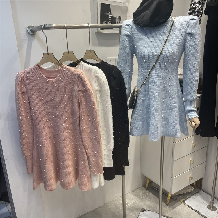 【Korean C Home】Heavy craftsmanship little woman pearl dress 22050# PCZ
