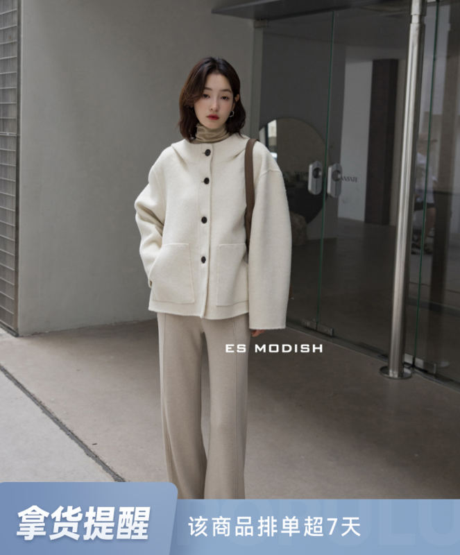 New for winter!  【ES MODISH】Fashionable Korean Gentle Hooded Coat (Contains 90% Australian Wool, 10% Alpaca / Coat Only) JK2049B# CQW