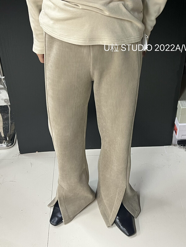 【U grain】Slim and versatile slits plus velvet thick casual pants 9052# FHX