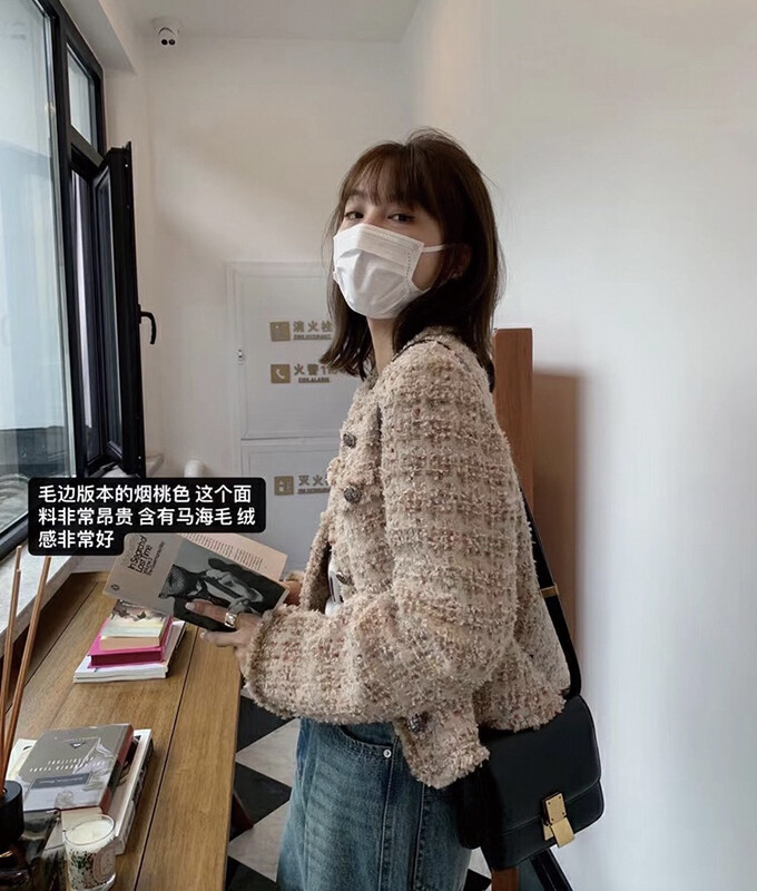 [Y.JIA Ijia] Korean version of the temperament round neck small fragrance all-match coat short coat 2785
