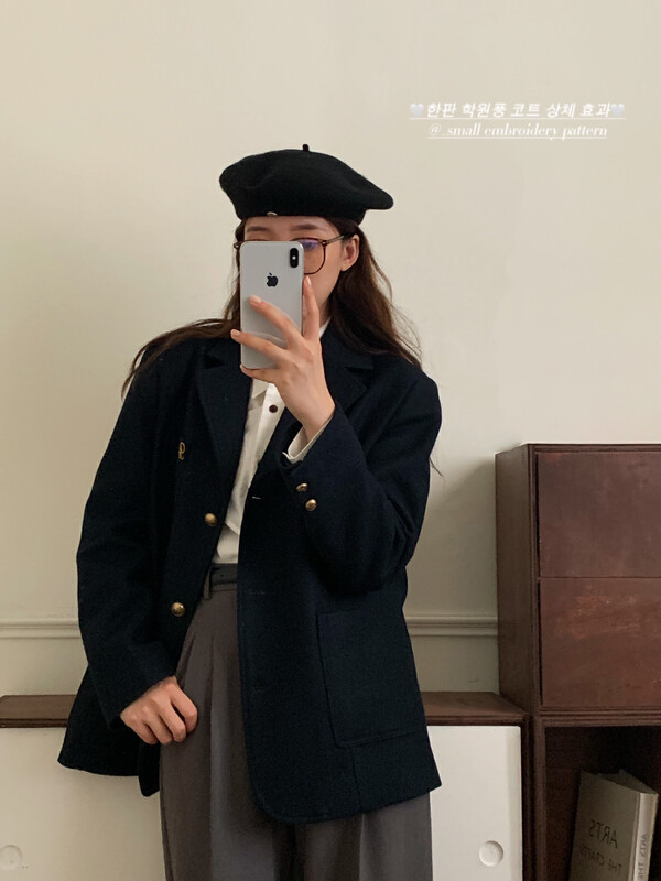 【EVER TRUE】Commuter single-breasted simple texture loose wool coat (60% wool included) 37001# CLS