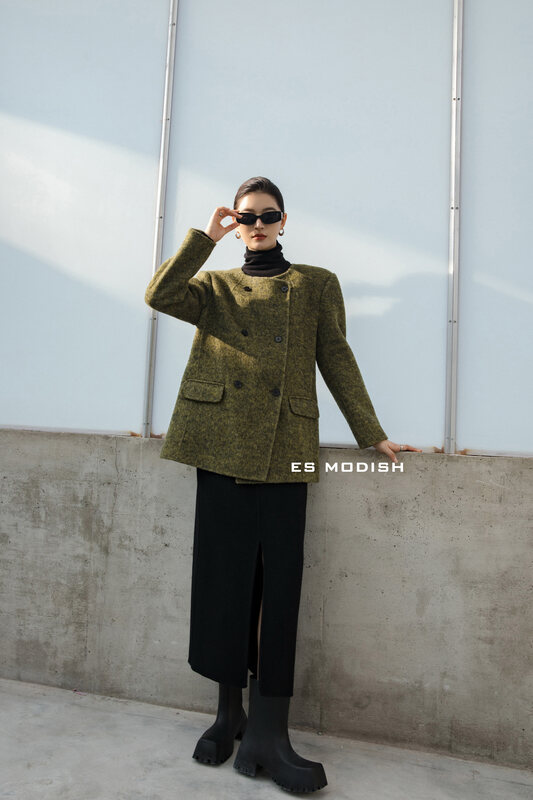 【ES MODISH】Premium Double Breasted Fashion Wool Jacket (Containing 90% Wool) JK2007B# CQW