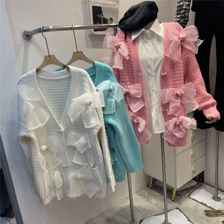 [Korean C Home] Sweet three-dimensional bow warm sweater 22048# PCZ