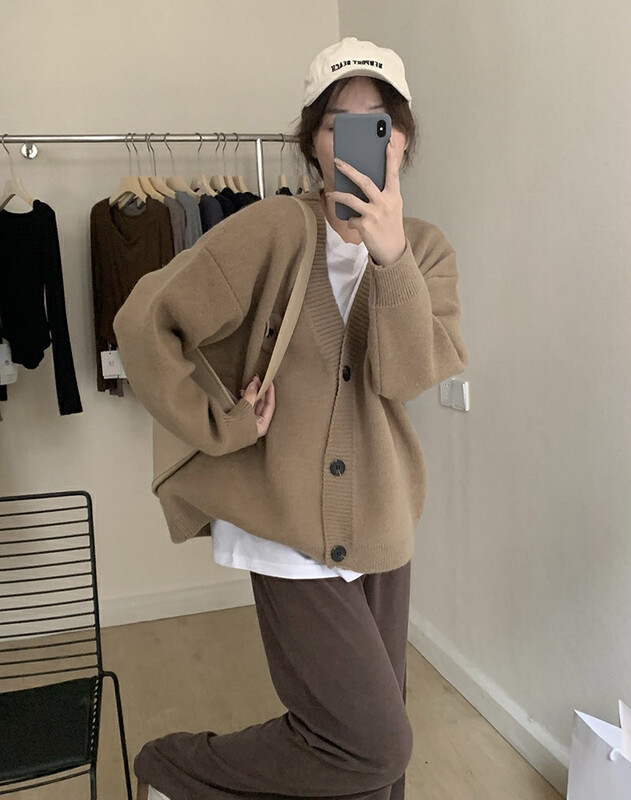 【Y.JIA】Korean casual loose all-match V-neck sweater 772
