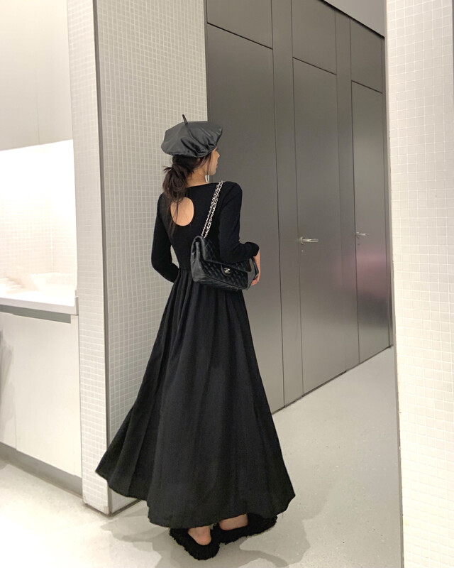 [Y.JIA Ijia] Design Sensational French Back Hollow Long Sleeve Dress YS1-8635