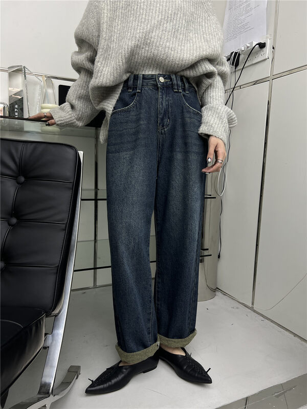 【T-PLATFORM】Simple and casual harem fleece jeans V8960# CQW