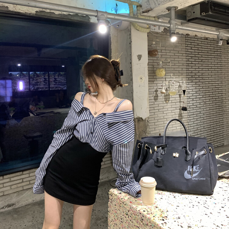 Original price 66.55! [Y.JIA Yijia] Design sense age-reducing all-match color stitching shirt dress YS1-7009