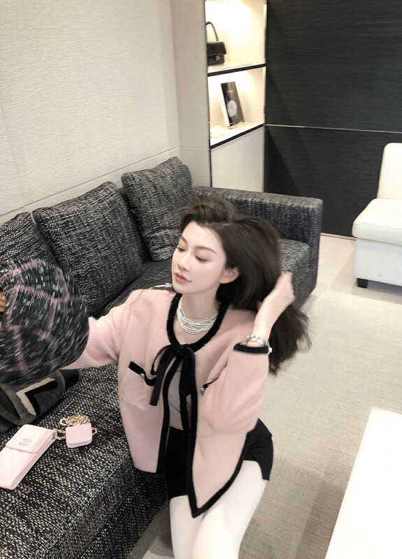 【ARE STUDIO】Long Sleeve Colorblock Small Fragrance Short Jacket 92332# OZQ