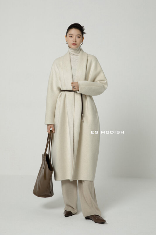 【ES MODISH】High-quality Lazy Wind Loose Wool Jacket (with Waist Cord) (Contains 90% Wool, 10% Alpaca) JK2042B# CQW