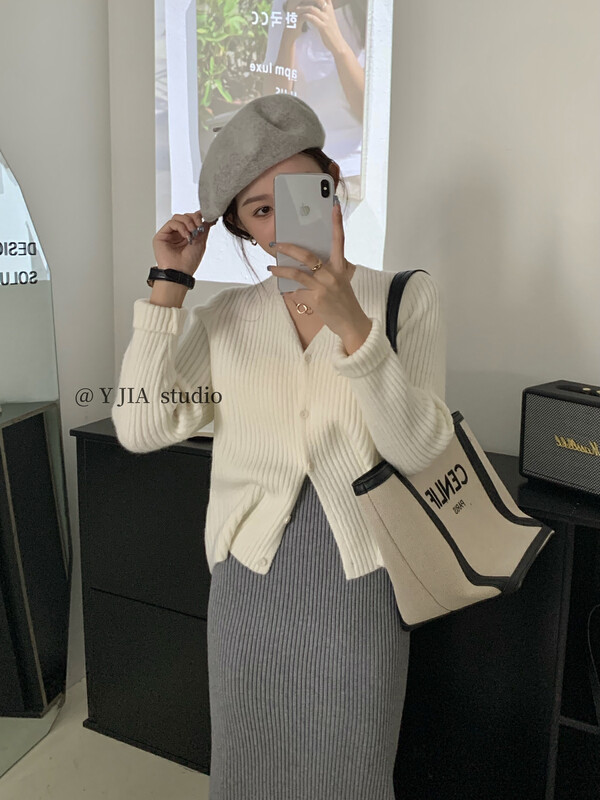 【Y.JIA】Korean casual simple V-neck warm sweater 693# FHX