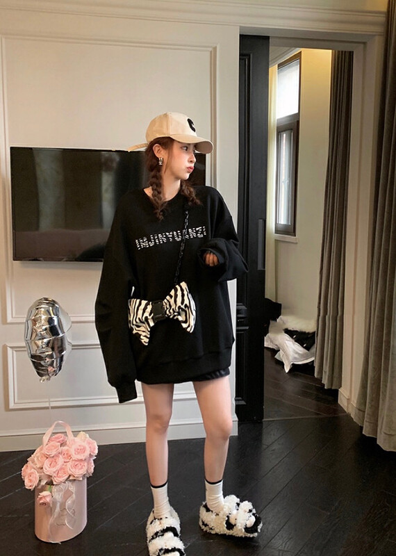 [Y.JIA Yijia] Casual simple loose all-match sweater (with bow bag) 7086