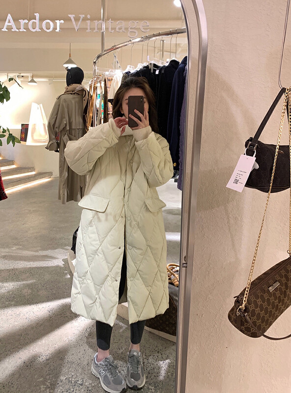 【Y.JIA Yijia】Korean Gentle Age Reducing Diamond All-match Long Down Jacket (with Detachable Hat) 33006