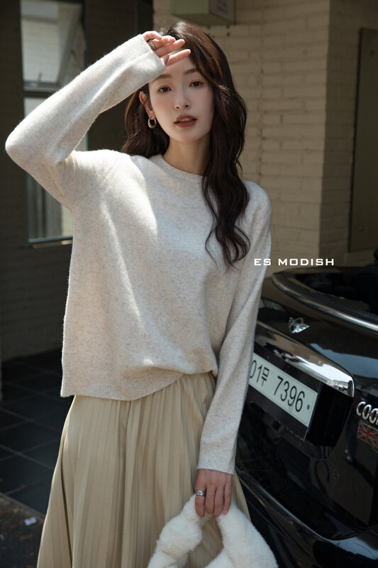 【ES MODISH】Simple style round neck wool warm sweater BL1914# CQW