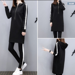2022 season new Korean version plus fertilizer plus size casual wear sports suit female spring and autumn fat mm full two-piece suit