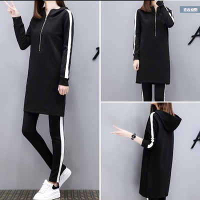  season new Korean version plus fertilizer plus size casual wear sports suit female spring and autumn fat mm full two-piece suit