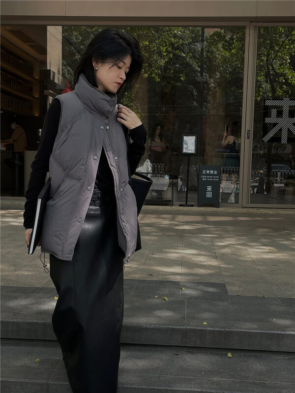 【SOUL】Stand Collar Single Breasted Down Versatile Vest (90% White Duck Down) 2884# CLS