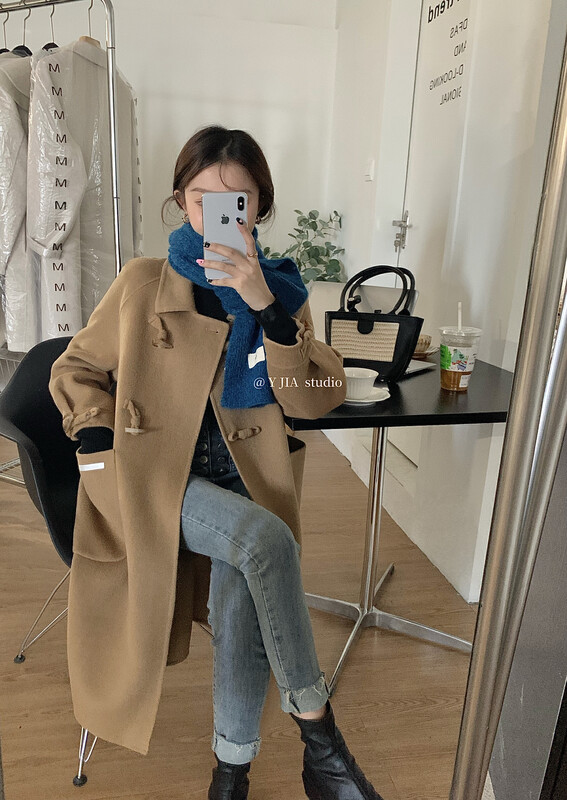 [Y.JIA Ijia] Gentle, sweet, age-reducing loose horn buckle wool coat wool coat 55052