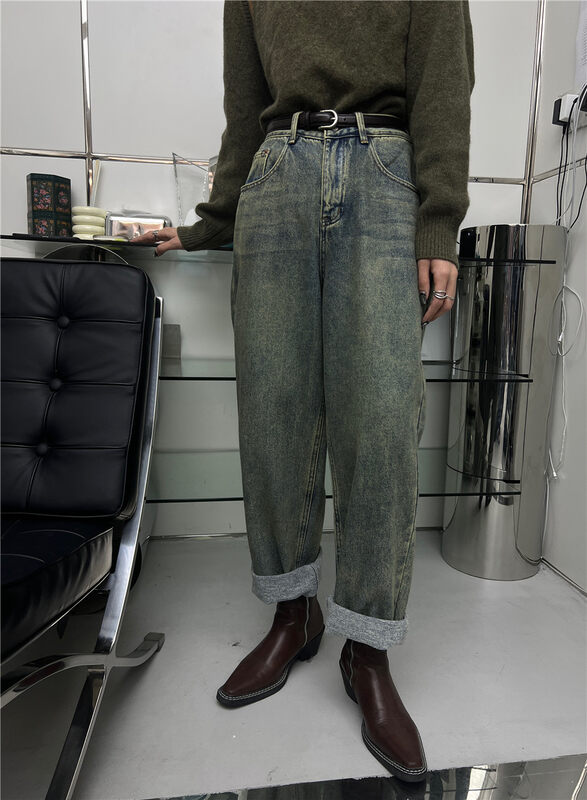【T-PLATFORM】Korean wide leg jeans (with belt) V8909# CQW