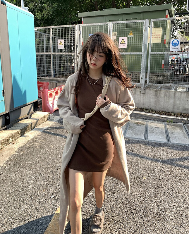 【Y.JIA】Simple round neck sexy all-match long-sleeved dress YS1-2365