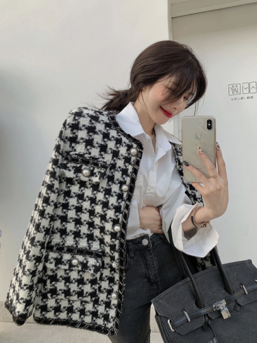 Real shooting real price Korean version 2022 autumn and winter new style French loose small fragrance niche plus cotton thick coat