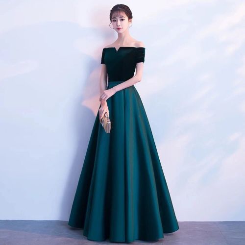 Banquet dresses are dignified and atmospheric, long, noble and elegant, dresses, women's slim, comfortable and warm velvet