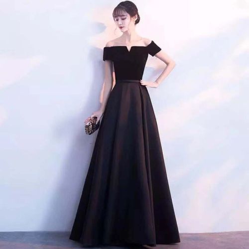 Banquet dresses are dignified and atmospheric, long, noble and elegant, dresses, women's slim, comfortable and warm velvet