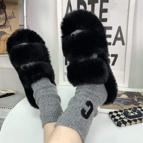 Real shooting real price Winter wool slippers ins tide thick bottom non-slip can wear all-match warm slippers