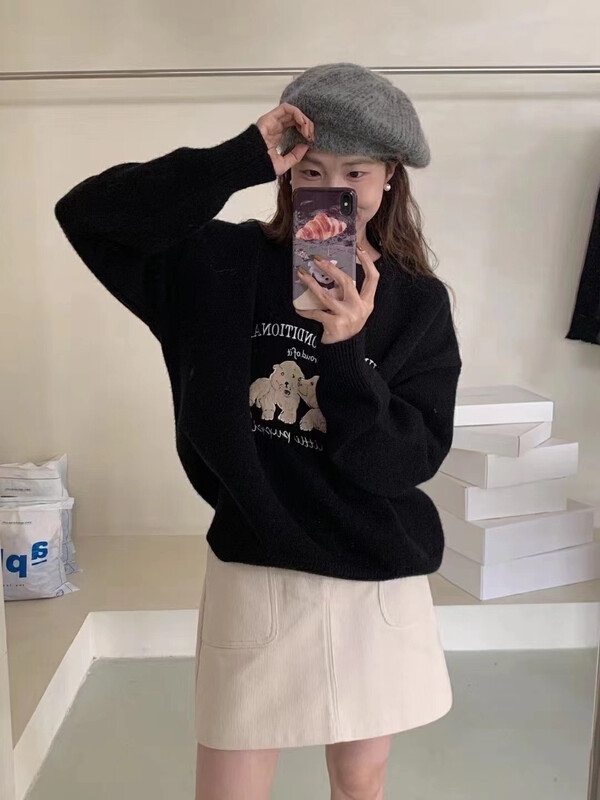 New in winter! [MK] Simple puppy cartoon warm sweater s077# HJY