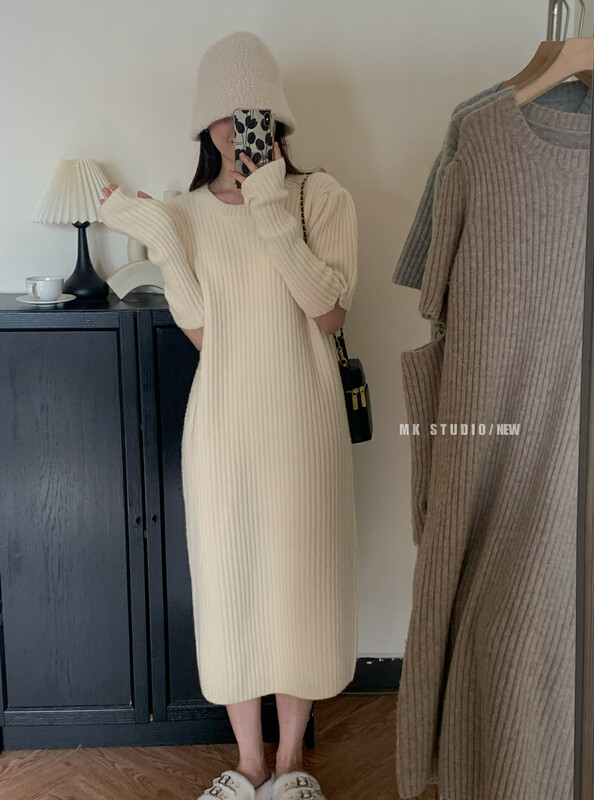 New in winter! [MK] casual long sweater dress s082# HJY