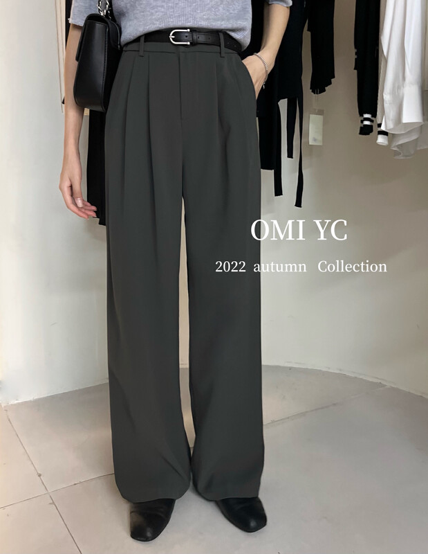 [O MI] All-match slimming artifact anti-wrinkle high-waist trousers (with belt) first-class drape YS-8219