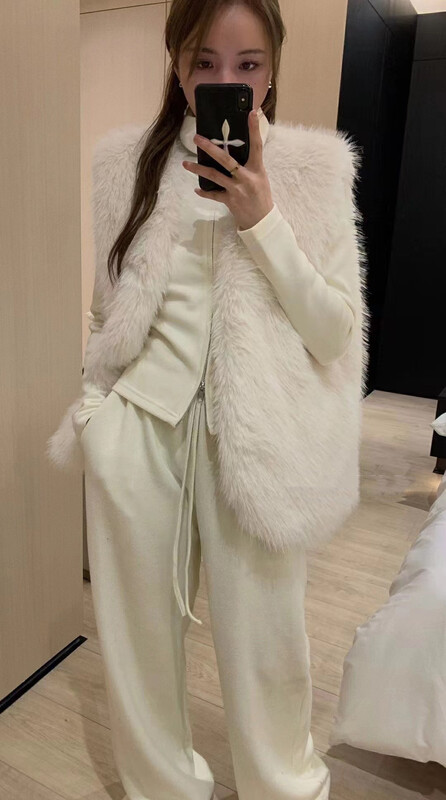 【MINI NI】Textured furry all-match zipper vest 9457# PCZ