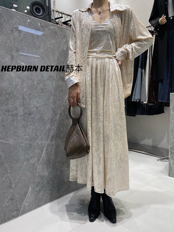 [HEPBURN Hepburn] velvet sling slim fit and slim temperament all-match 5205