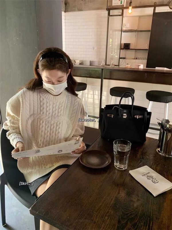 【MS STUDIO】Korean Round Neck Loose Love Warm Sweater 88371# PCZ