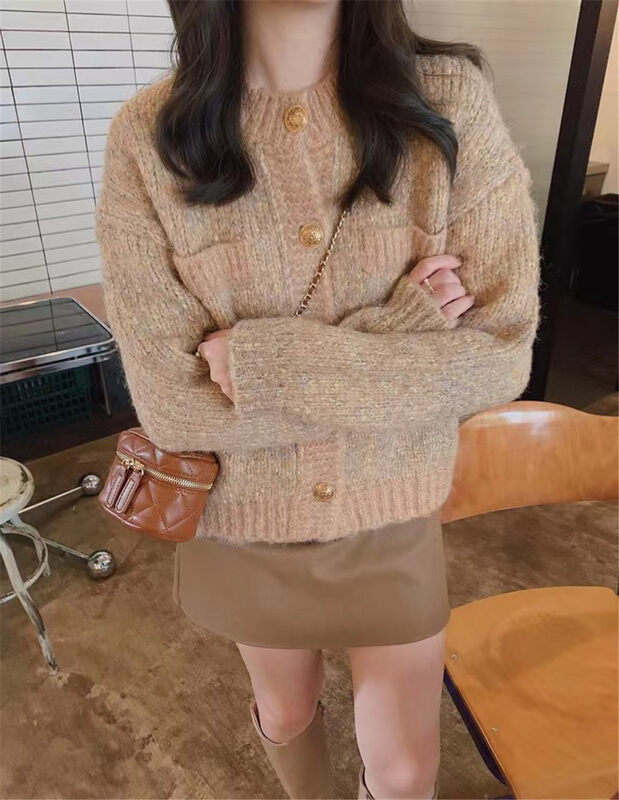 【MS STUDIO】Casual Round Neck Loose Knit Cardigan 93124# PCZ