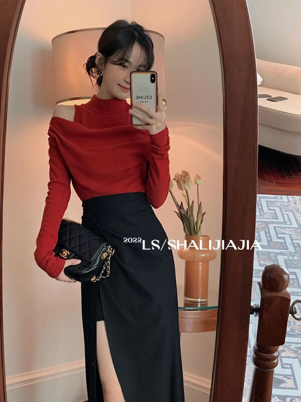 [LS] Korean version of irregular pleated slit skirt 51063