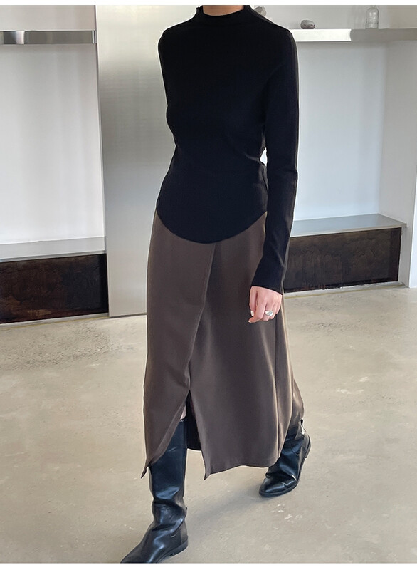Original price 58.65! 【THE MIND】Simple solid color versatile pullover halter long-sleeved T-shirt YS1-61100# JHY
