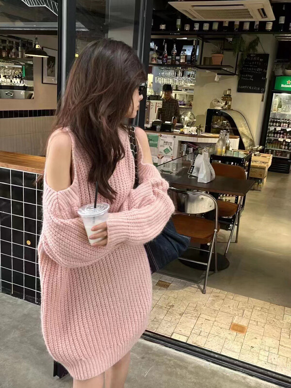 New in winter! [MINI] Korean version of careful machine off-the-shoulder all-match comfortable knitted sweater (tops only) 22149# PCZ