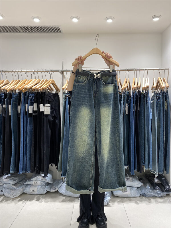 【O NOT 1】抓毛直筒百搭加厚牛仔褲(配腰帶)  N775#  LSW