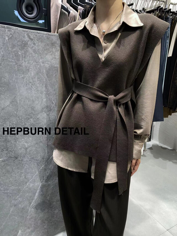 【HEPBURN】V-neck knitted vest (loose) YS1-721# FHX