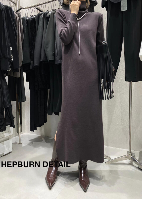 【HEPBURN Hepburn】Solid Color Turtleneck Pullover Knit Sweater Dress (Loose Casual) A37# FHX