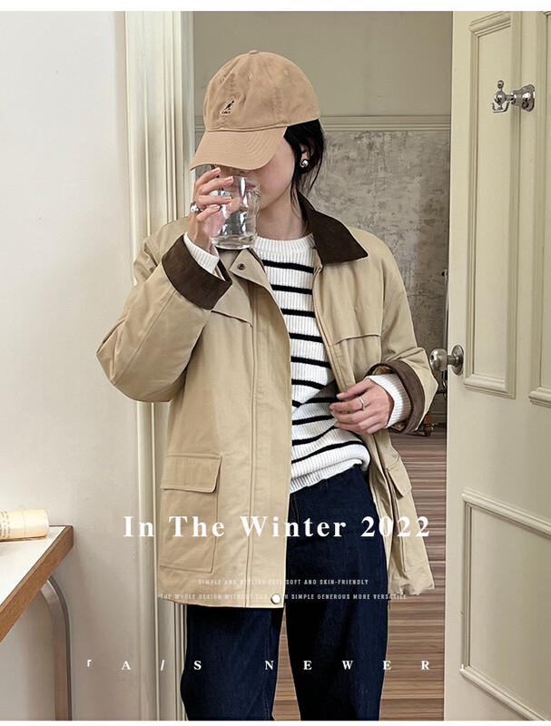 【THE MIND】Color-blocking casual all-match cotton clothes 61265