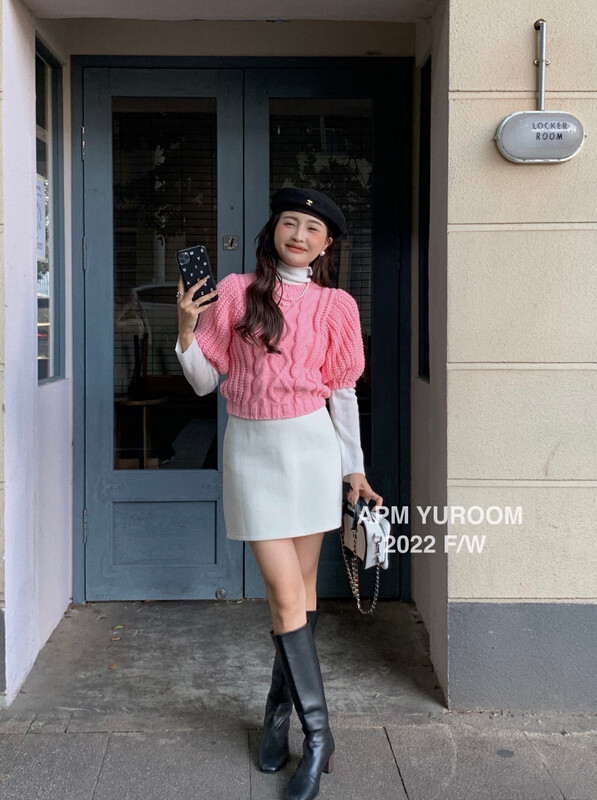 [APM YUROOM] Temperament puff sleeve slimming warm sweater 9231# LSL