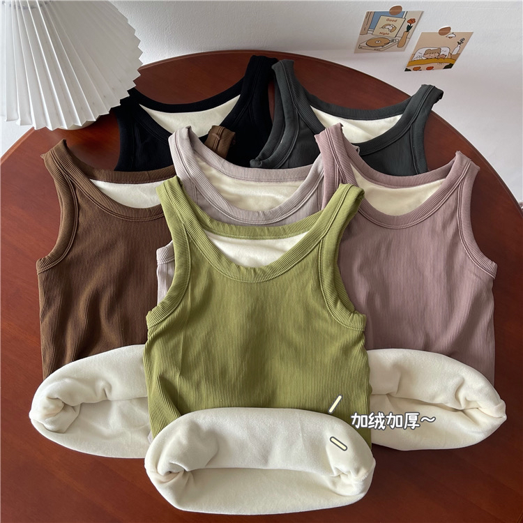 [Blue Show] Versatile plus velvet round neck thermal vest/sling 7267# LSW