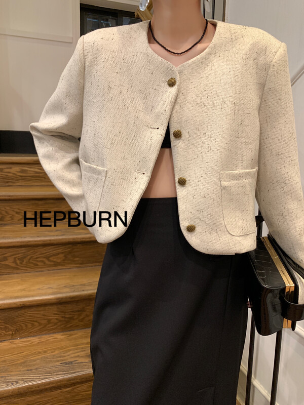 [HEPBURN Hepburn] collarless small fragrance coat short coat YS1-3996# FHX