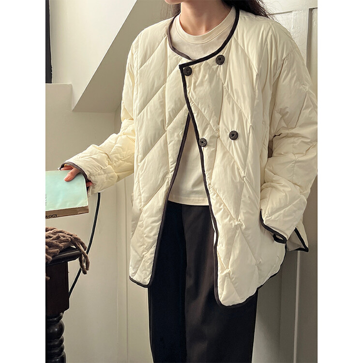 【THE MIND】Korean winter round neck contrast color diamond down jacket 61250# JHY