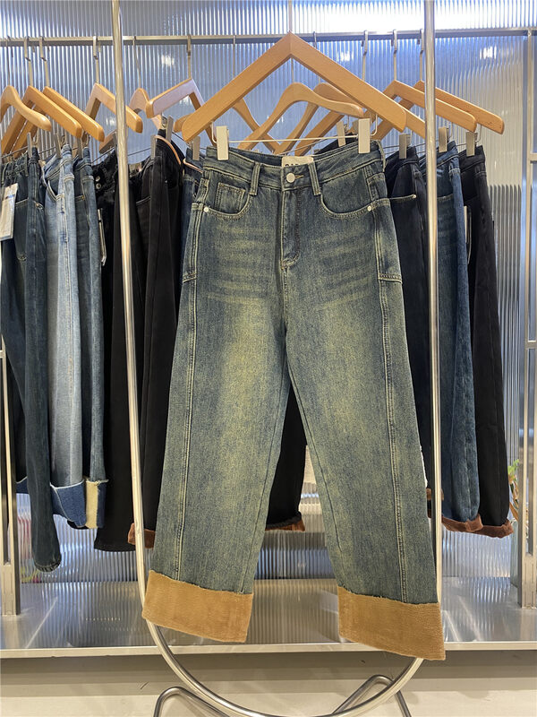 【JEANS】Extra Thick Straight Cuffed Jeans YS1-R037# LSW