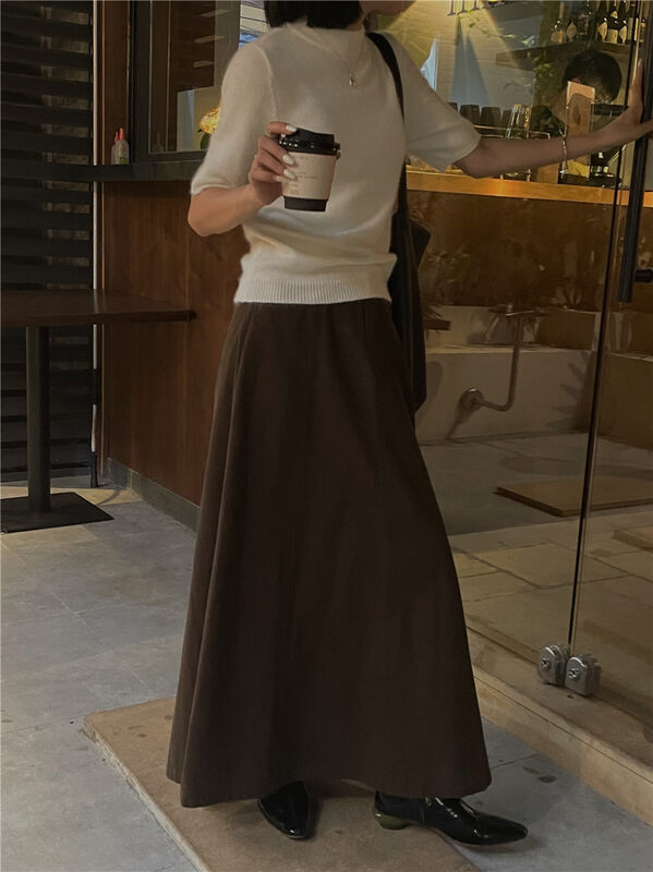【SOUL】Japanese Simple High Waist Solid Color Skirt 2820# CLS