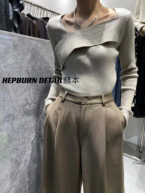 【HEPBURN Hepburn】Designed niche knitted sweater temperament all-match YS1-A25
