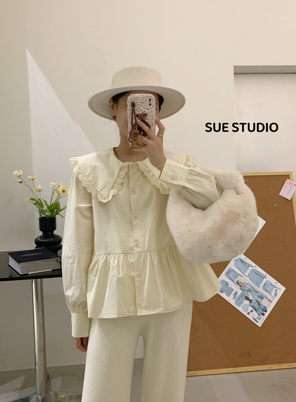 【SUE STUDIO】Korean solid color ruffle texture shirt 98073# ZJY