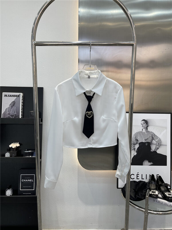 [LINNA] Temperament commuter all-match shirt (with tie) (without brooch) 6975# JJ